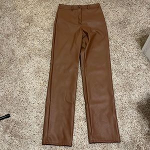 boohoo brown wide leg leather pants - size 6